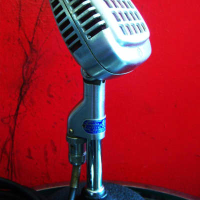 Vintage 1940's Shure 737A crystal super cardioid microphone / retro mod dynamic Satin Chrome w period cable 55 55S 708A # 2 image 5