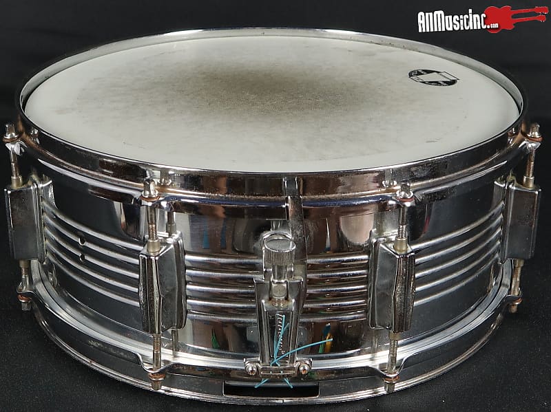Vintage Ludwig Rocker 14" x 5" Ribbed Steel Snare Drum 8-Lug Percussion image 1
