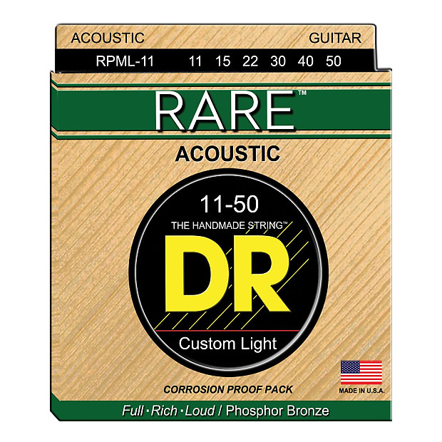 DR RPML-11 Rare Phosphor Bronze Acoustic Guitar Strings - Medium Light (11-50) image 1