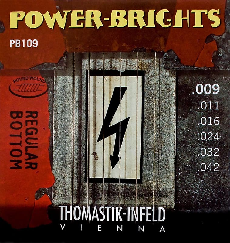 Thomastik-Infeld	PB109 Power Brights Regular Bottom  ElectricGuitar Strings; gauges 9-42 image 1