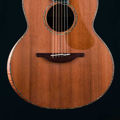 Lowden F-50 African Blackwood and Sinker Redwood with Abalone Top Trim, Inlay Package and Leaf Inlays NEW image 4