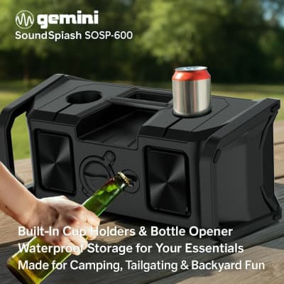 Gemini Sound SOSP-600 Floating Bluetooth Speaker – 300W Waterproof Party Sound with LED Lights, Multi-Speaker Sync, USB Play, 24hr Battery, Cup Holders & Bottle Opener – for Pool, Beach & Outdoor Fun image 7