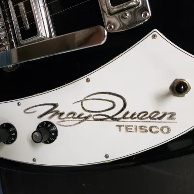 Video Demo 1968 Teisco May Queen Black White Pro Setup New Strings Original Soft Shell Case image 4