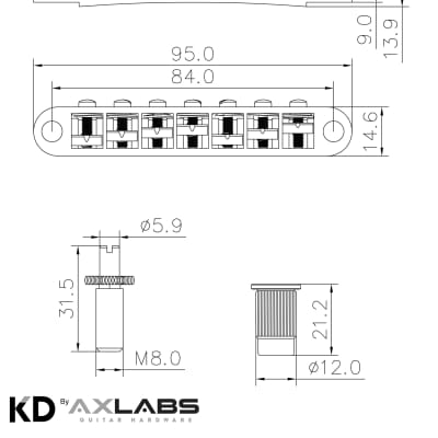 KD by AxLabs 7-String Tune-O-Matic & Stop Tailpiece - Black Nickel image 3