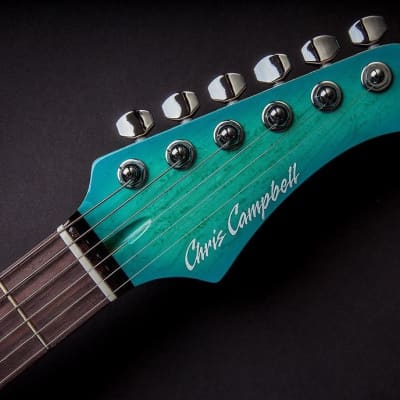 Chris Campbell Custom Shop Turquoise Candy Burst 4 A Flame Birdseye Neck image 11