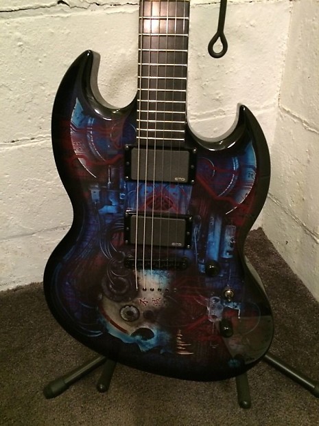 ESP LTD SG Viper Biotech Limited Edition Custom Graphics Guitar EMG s LVIPERVBT