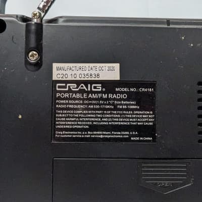 Craig CR4181 Portable AM / FM Radio - Black | Reverb