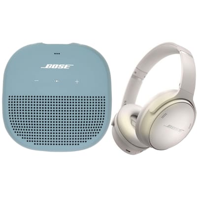Bose QuietComfort 45 Noise-Canceling Wireless Over-Ear Headphones (White Smoke) + Bose Soundlink Micro Bluetooth Speaker (Stone Blue) image 1