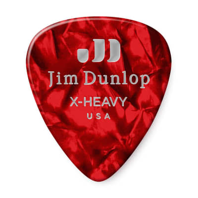 Dunlop 483P09XH Celluloid Red Pearloid Extra Heavy Guitar Picks (12-Pack) image 1