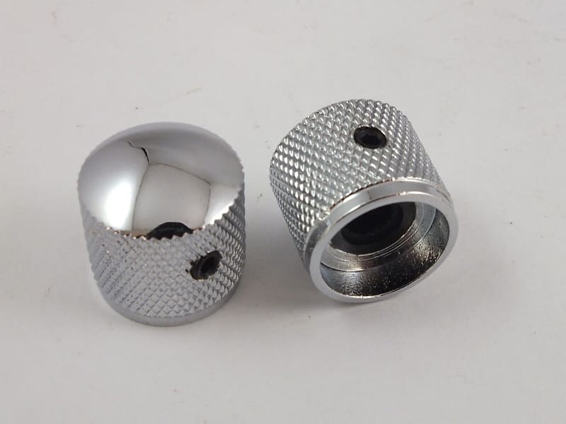 2 Chrome Telecaster Knurled Guitar Knobs Vintage Style Reverb UK