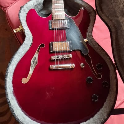 D'Angelico Premier DC Semi-Hollow Double Cutaway with Stop-Bar Tailpiece 2010s Trans Wine image 6
