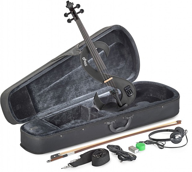 Stagg EVN-4/4-MBK Silent Violin Set w/ Case, Headphones image 1