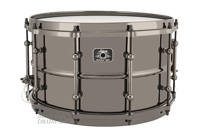 LUDWIG Universal Brass Snare Drum 8 x 14 Black Nickel Over Brass w/ Die Cast Hoops (LU0814) NEW! image 1