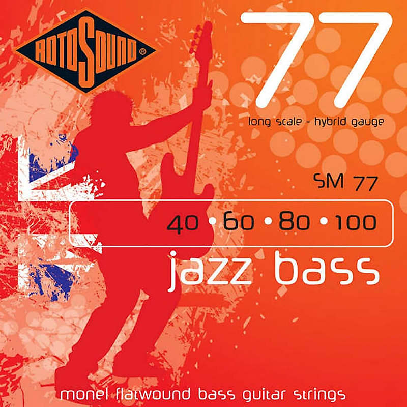 Rotosound SM77 Monel Flatwound Hybrid Bass Guitar Strings 40-100 image 1