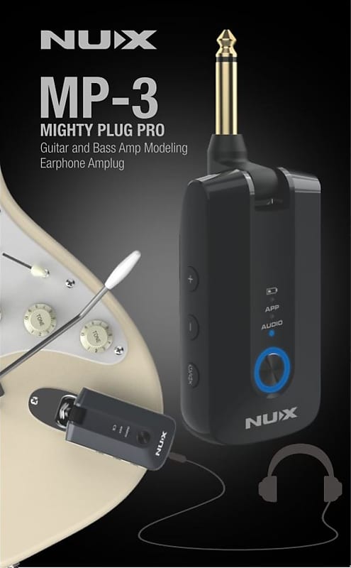 Newest! Nux MP-3 Mighty Plug Pro Guitar and Bass Amp Modeling Earphone  Amplug