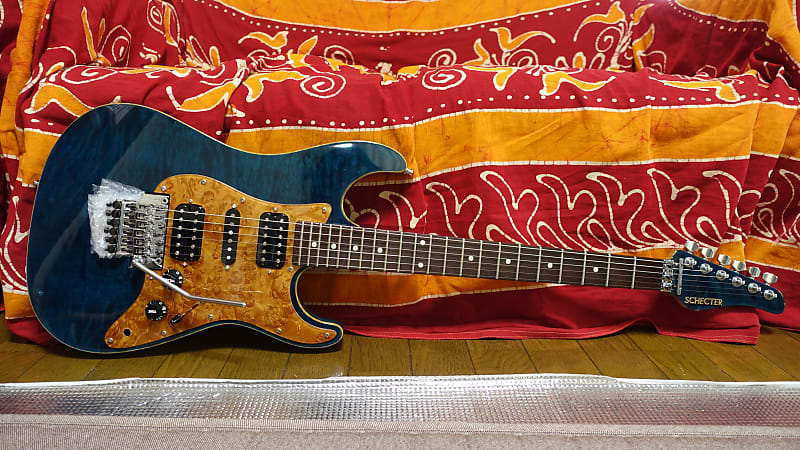 Final Price!】 SCHECTER EX-V-22-CTM-FRT Blue 5A Quilt Maple