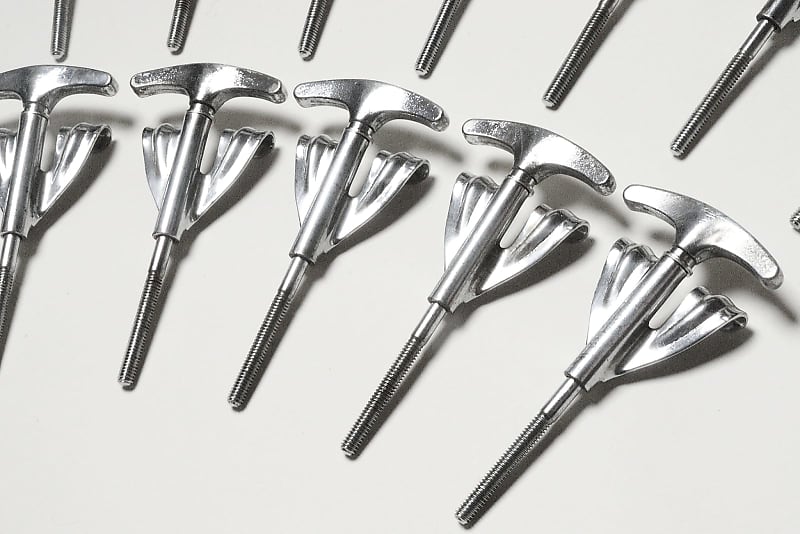 (10) Ludwig Bass Drum Tension Rods & (10) Claws, Chrome Plated - 1960's image 1