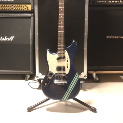 Fender Kurt Cobain Mustang Left-Handed 2012 - 2013 Dark Lake Placid Blue with Stripe image 1