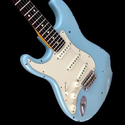 LEFTY! Custom Fender Heavy Relic ST60s Aged Daphne Blue Nitro Over Black Ash Strat 7.4 lb image 8