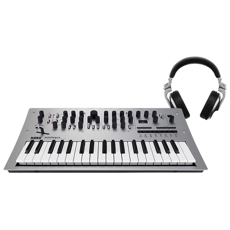 Korg Minilogue Analog Polyphonic Synthesizer, 37-Key, With Pioneer DJ HDJ-X5S Headphones image 1