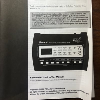 Owners Manual for the Roland TD3 Drum Module