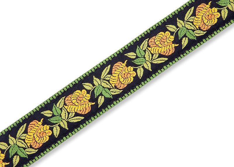 Levy's MC8JQ 2" Cotton Guitar Strap with Woven Rosa Yellow Floral Pattern image 1
