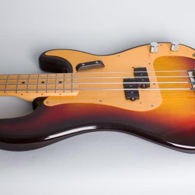 Fender  Precision Bass Solid Body Electric Bass Guitar (1958), ser. #32014, tweed hard shell case. image 11