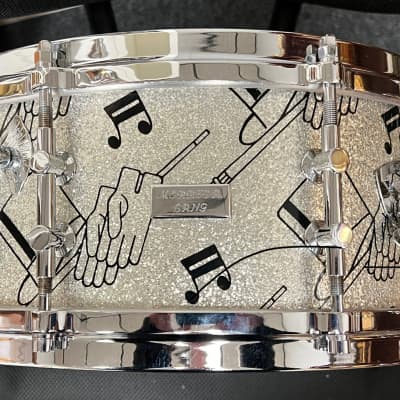 Lang Gladstone 6.5x14 snare drum. 3 way tuning, unique top hat and cane finish image 1