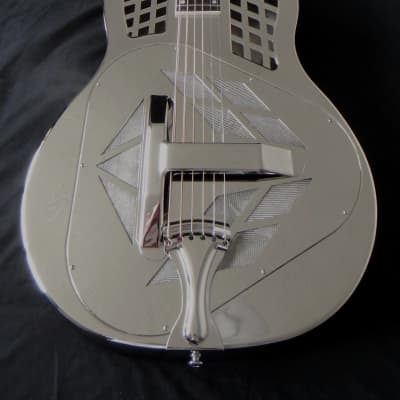 Tricone Tri-Cone Resonator Guitar - Nickel & Chrome Plate Solid Brass Body image 5