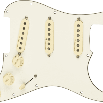 Genuine Fender USA Pre-Wired Loaded Strat Pickguard Vintage Noiseless SSS Parchment image 2