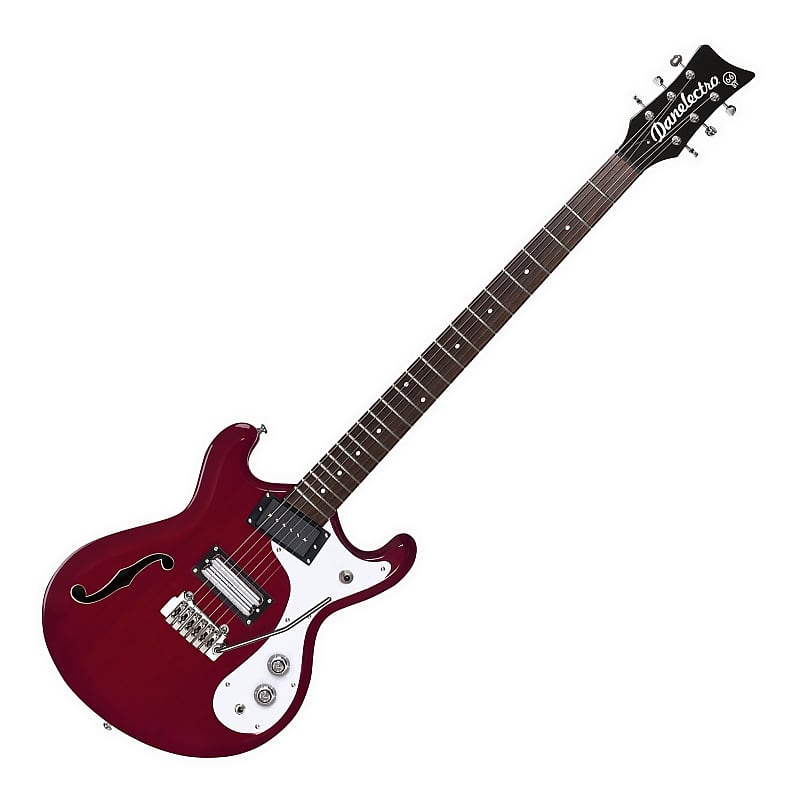 Danelectro 66BT-TRRED Semi-Hollow Double Cutaway Offset Horn Shape Baritone 6-String Electric Guitar image 1