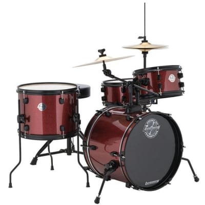 Ludwig LC178X025 Pocket Kit by Questlove, 4pc Full Kit w/ Hardware & Cymbals, 16, 10, 13, 12s - Wine Red Sparkle image 1