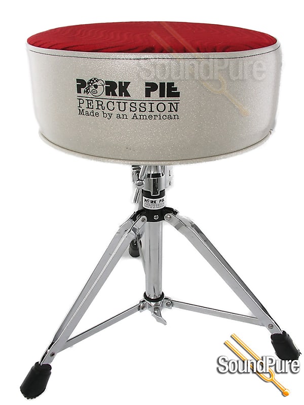 Pork Pie Percussion Round Drum ThroneSparkle Cream / Red Reverb