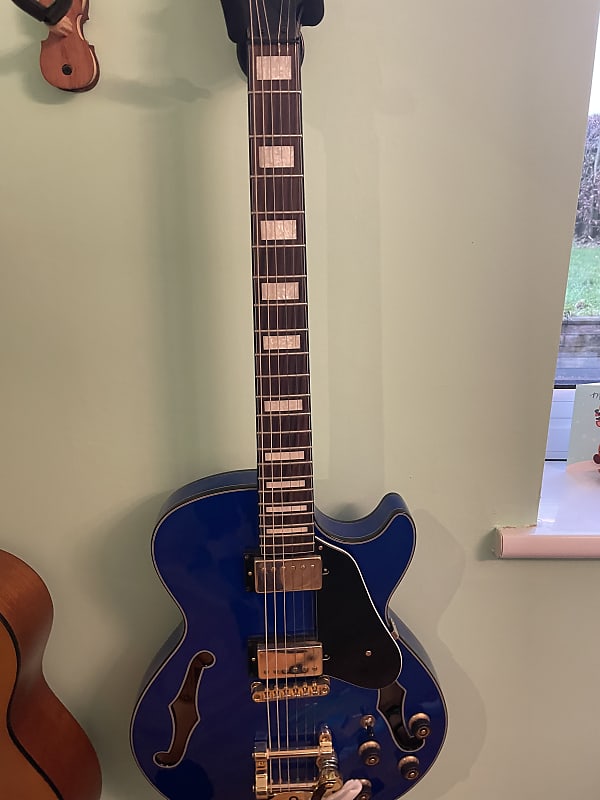 Ibanez AGS73T-SLB Artcore Series Semi-Hollow, Starlight Blue and Gold,  with trem 2015 Starlight Blue & Gold image 1