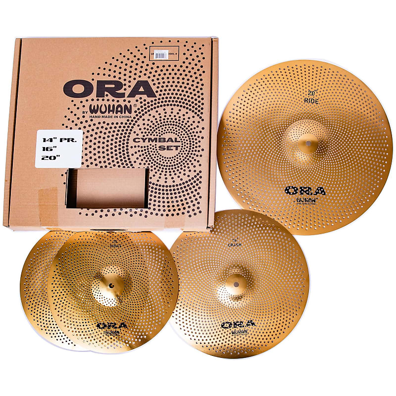 Wuhan ORA Reduced Audio Cymbal Set, with Cymbal Bag, 14" Hi-Hats, 16" Crash, 20" Ride image 1