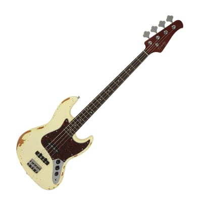 Swing JJ-4R Vintage White Relic Lacquer Finish 4-Strings Electric Jazz Bass for sale
