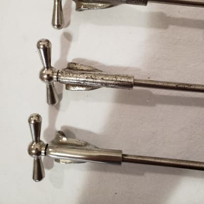 Ludwig Single Tension Bass Drum Claws and Rods 10 sets in total..1920s-1930s  - Nickel image 4
