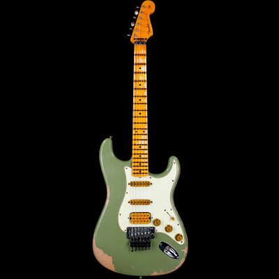 Fender Custom Shop Alley Cat Stratocaster Heavy Relic HSS Floyd Rose Rosewood Board Faded Army Drab Green image 4