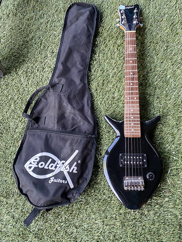 Goldfish Black Electric guitar Guitar - Black Travel Size Mini Rare w/ Original Gig Bag image 1