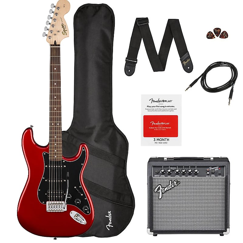 Pack Guitare Electrique Fender Squier Affinity Series Stratocaster Hss Pack  Il Charcoal Frost Metallic