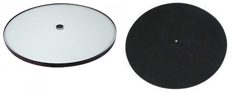 Rega 10mm thick Glass Platter and Black Wool Turntable Mat Combo image 1