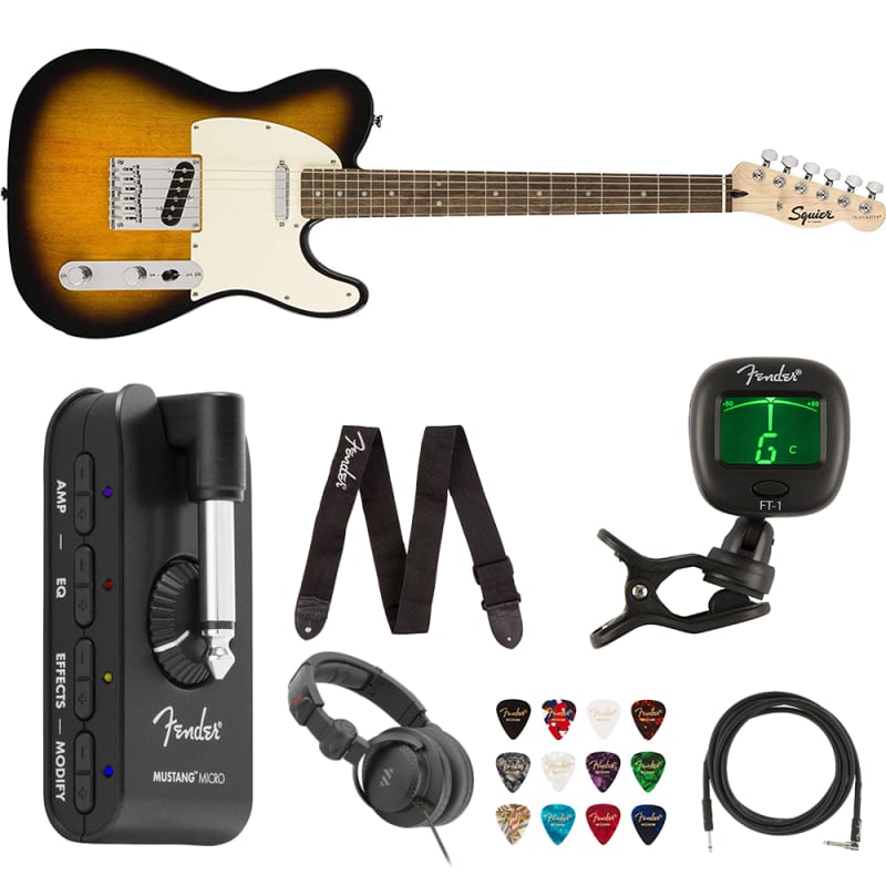 Fender Mustang Micro Headphone Amplifier Bundle with Polsen HPC-A30-MK2  Studio Monitor Headphones