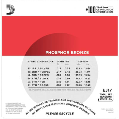D'Addario EJ17 Phosphor Bronze Acoustic Guitar Strings Set, Medium, 13-56 Gauge, 10-Pack image 7