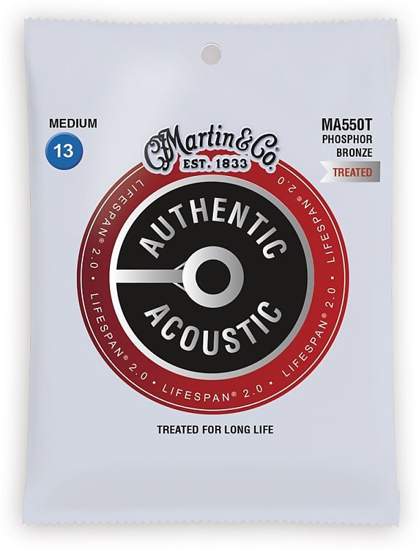 Martin Authentic Acoustic Lifespan 2.0 Treated Medium Guitar Strings 3-Pack image 1