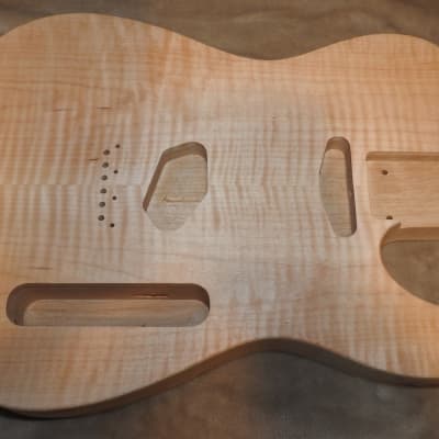 Unfinished Telecaster Body Book Matched Figured Flame Maple Top 2 Piece Alder Back Chambered, Standard Tele Pickup Routes 3lbs 14.5oz! image 18