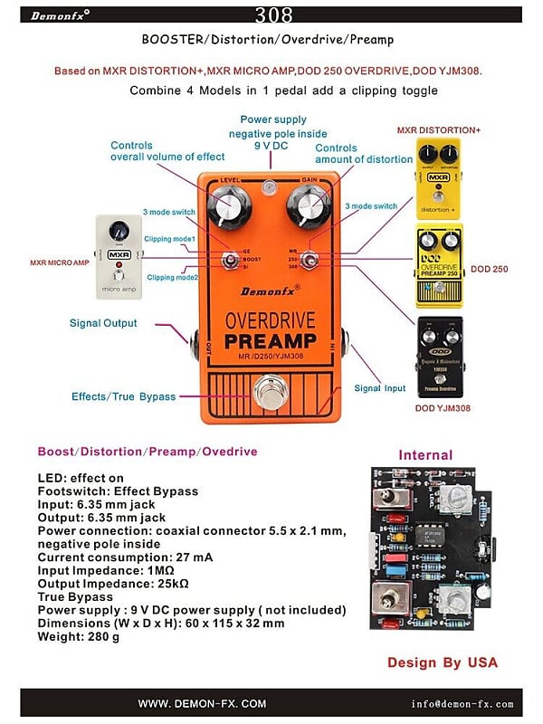 Demonfx YJM308 Multi Toggle Overdrive Preamp