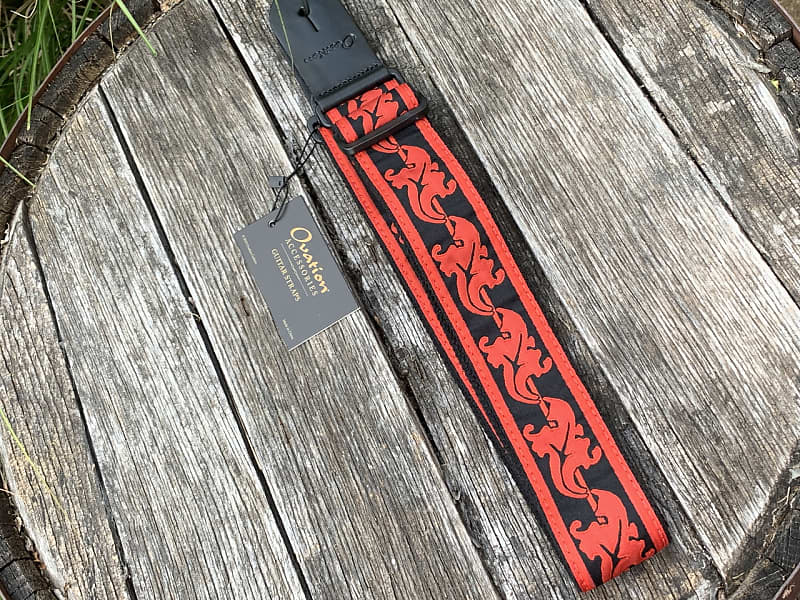 Ovation Guitar Strap Signature Nylon Leaf Ruby Red 91412Z Reverb