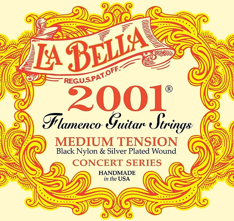 La Bella 2001 Black Nylon & Silver-Plated Flamenco Guitar Strings - Medium Tension image 1