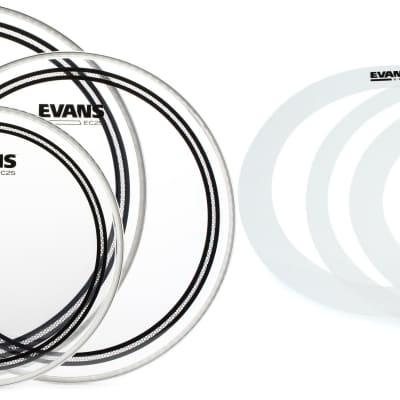 Evans EC2S Clear 3-piece Tom Pack - 10/12/14 inch  Bundle with Evans E-Rings Fusion Pack image 1