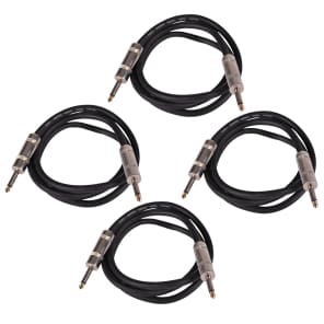 Seismic Audio Q12TW5-4PACK 12-Gauge 2-Conductor 1/4" TRS to 1/4" Speaker Cable - 5' (4-Pack)